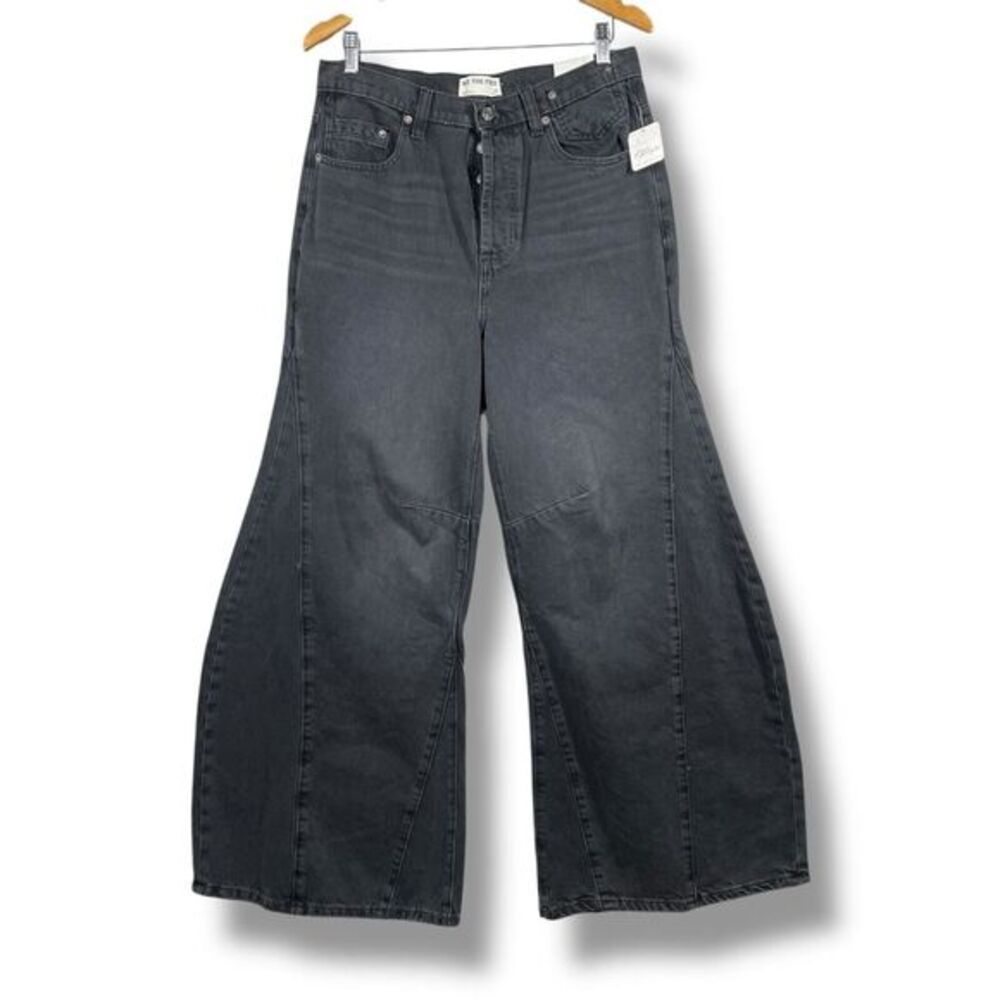 We The Free Wide Leg Flare Jeans in Washed Black